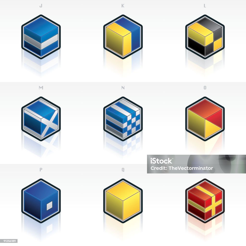 Международный морской сигнал Fags Иконки набор. Элементы дизайна - Стоковые иллюстрации Без людей роялти-фри