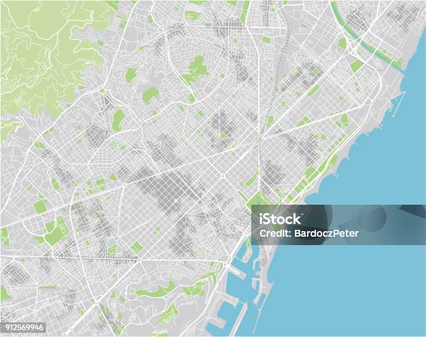 Vektorstadtplan Von Barcelona Mit Gut Organisierten Getrennten Schichten Stock Vektor Art und mehr Bilder von Karte - Navigationsinstrument