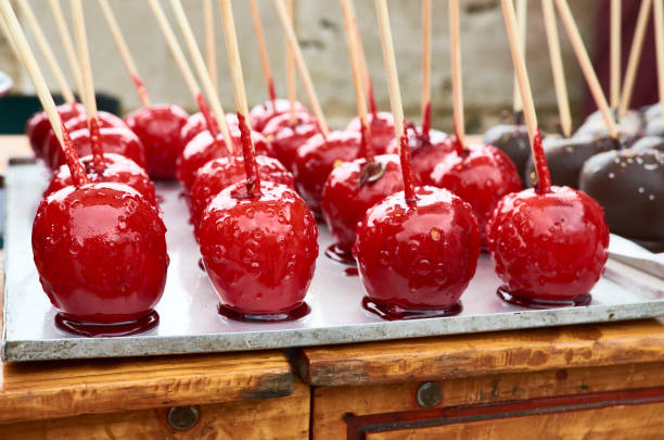 istock Red taffy Apples and melted chocolate covered apples 912570634
