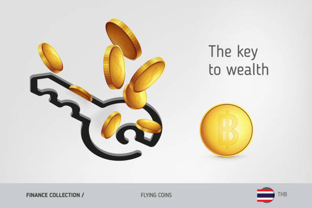 ภาพประกอบสต็อกที่เกี่ยวกับ “ไอคอนสําคัญกับเหรียญเงินบาทบิน, แนวคิดทางการเงิน. ภาพประกอบเวกเตอร์สําหรับการพิมพ์เว็บไซ - thai money”