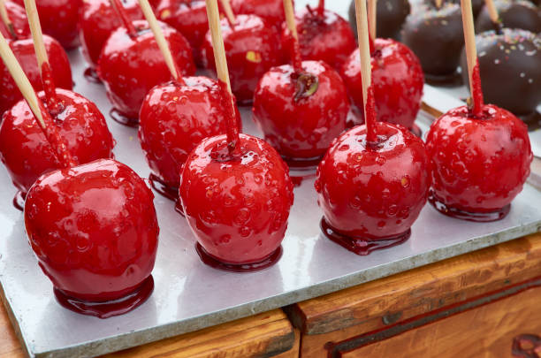 istock Red taffy Apples and melted chocolate covered apples 912574764