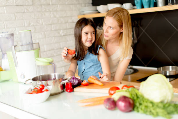 istock Mother and daughter in the modern kitchen prepating food 912574864