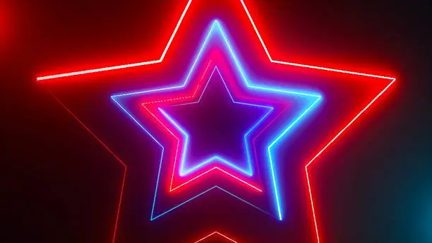 Photo of Abstract digital background with neon stars
