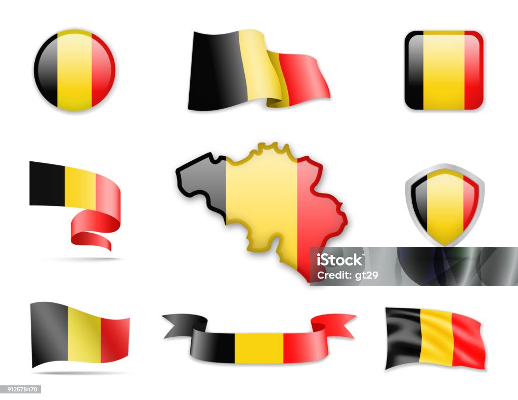 Colección de banderas de Bélgica - arte vectorial de Acontecimiento libre de derechos