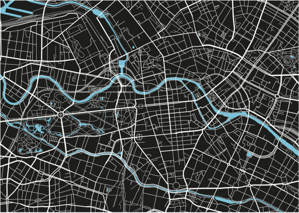 istock Black and white vector city map of Berlin with well organized separated layers. 912578898