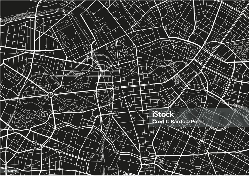 Black and white vector city map of Berlin with well organized separated layers. Map stock vector