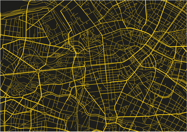 istock Black and yellow vector city map of Berlin with well organized separated layers. 912578920