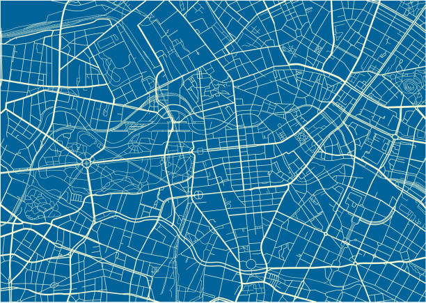 istock Blue and White vector city map of Berlin with well organized separated layers. 912579048