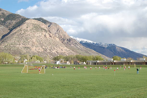 Soccer in the Intermountain west stock photo