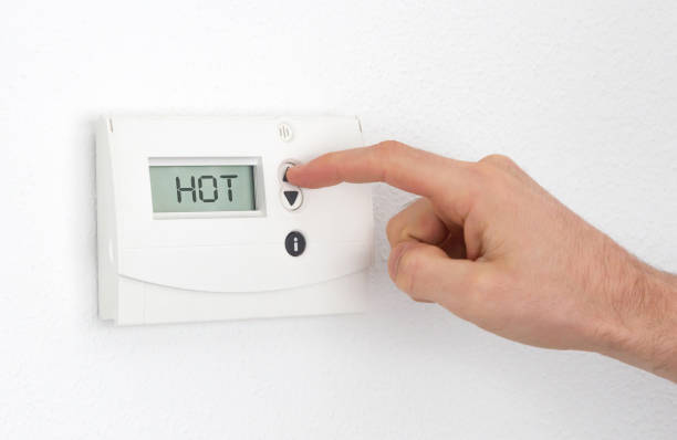 istock Vintage digital thermostat - Hot 912592360