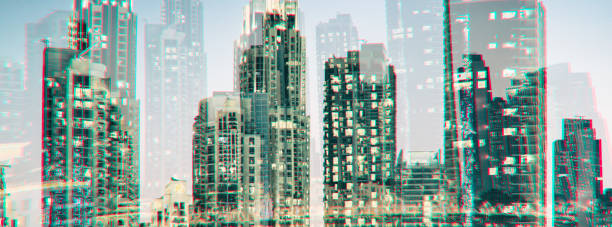 istock Cityscape in double exposure glitch style 912600446