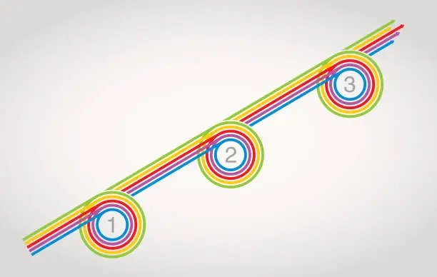 Vector illustration of Three steps arrows graph