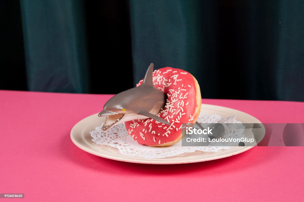 Rideau vert et bouée donut Dauphin - Photo de Excentrique libre de droits