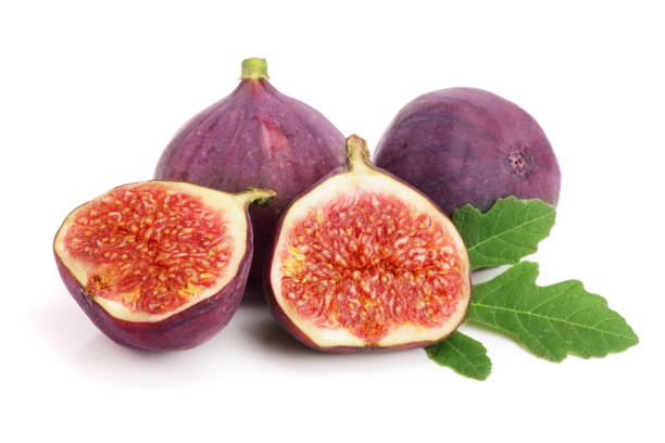 istock fig fruits with leaves isolated on white background 912607568