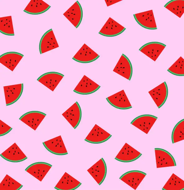 Vector illustration of slice of watermelon pattern background - vector pastel styl