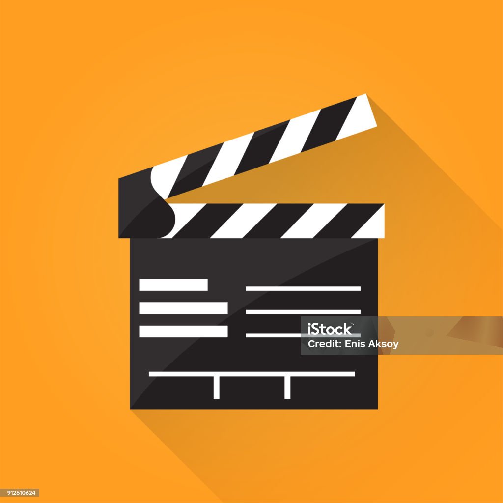 Clapperboard Flat Icon Chalkboard - Visual Aid stock vector