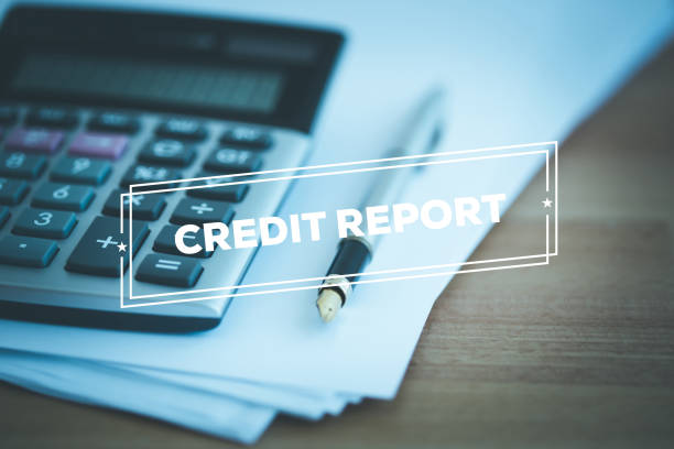 concetto di rapporto di credito - report history debt finance foto e immagini stock