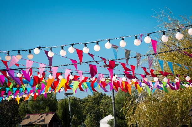 istock Colorful flags and lamps during celebrations 912613146