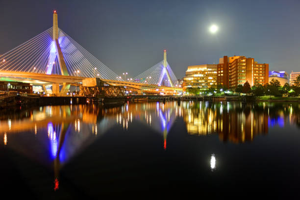 istock Full Moon over the Zakim Bridge in Boston 912616276