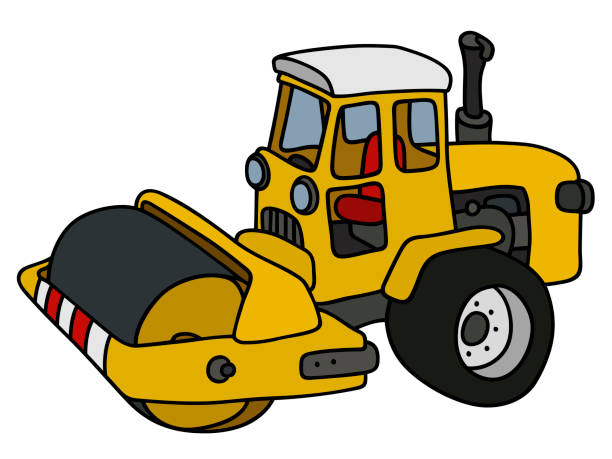 The Orange Road Roller Stock Illustration - Download Image Now - Road Roller,  Cartoon, Construction Industry - iStock