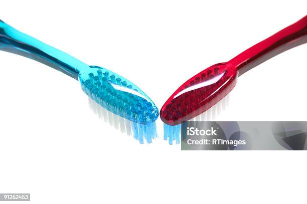 Foto de Par De Escovas De Dente e mais fotos de stock de Azul - Azul, Dente Humano, Escova de dentes