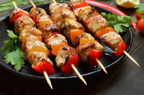 istock Barbecue chicken kebab with vegetables 912625064