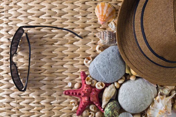 istock Sea vacation background with star fish and shells . 912628520