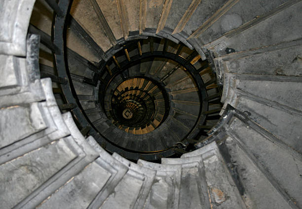 istock Historic Spiral Staircase - The Monument in London 91263175