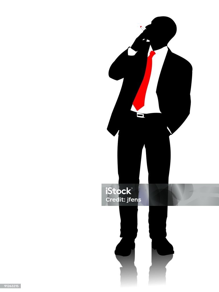 Palenie Biznesmen - Zbiór ilustracji royalty-free (Biuro)