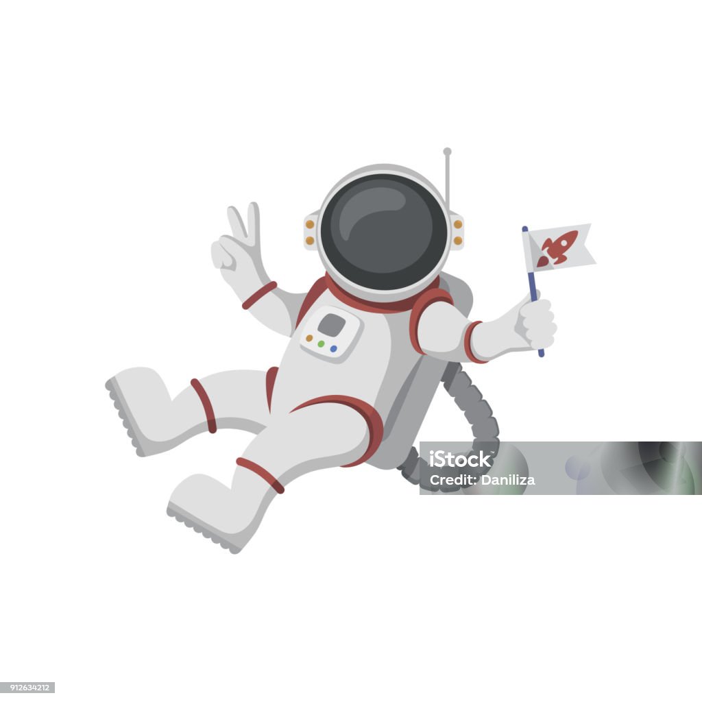 Astronaut isolated on white background Funny cartoon astronaut isolated on white background Astronaut stock vector