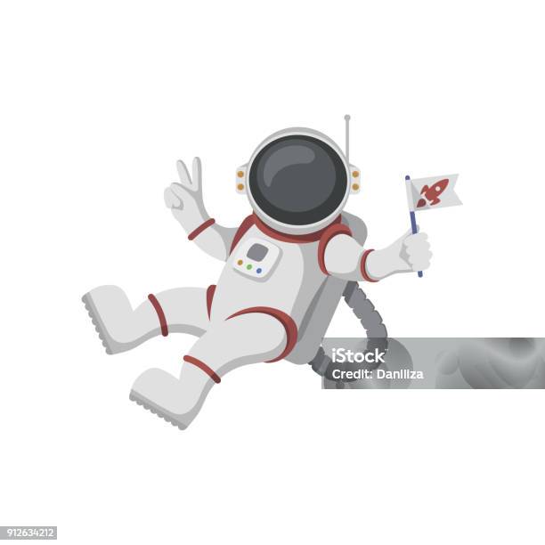 Astronaut Isolated On White Background Stock Illustration - Download Image Now - Astronaut, Vector, Outer Space