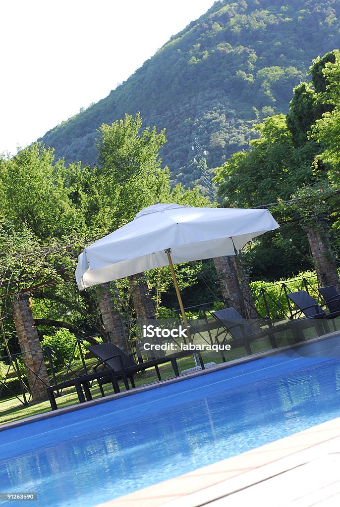 Swimmingpool & einem wunderschönen Garten - Lizenzfrei Gartenanlage Stock-Foto