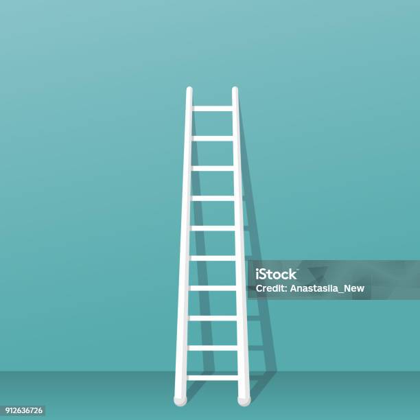 Ladder Stands Near The Wall Stock Illustration - Download Image Now - Ladder, Vector, Staircase