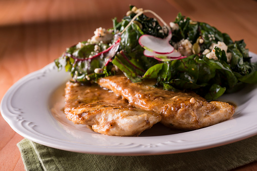 Chicken Piccata with Greens Salad