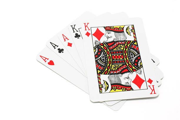 istock Close-up of five playing cards on white background 91264301