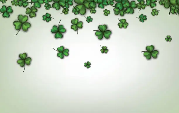 Vector illustration of Background with green three-leaved shamrocks.