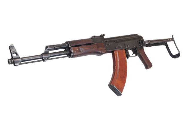istock AKMS (Avtomat Kalashnikova) airborn version of Kalashnikov assault rifle on white 912644964