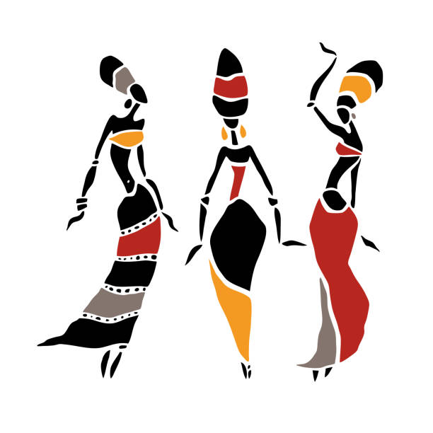 아프리카의 아름 다운 여자 - african descent africa african culture pattern stock illustrations