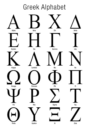 Set of Greek Alphabet on white background. Vector image