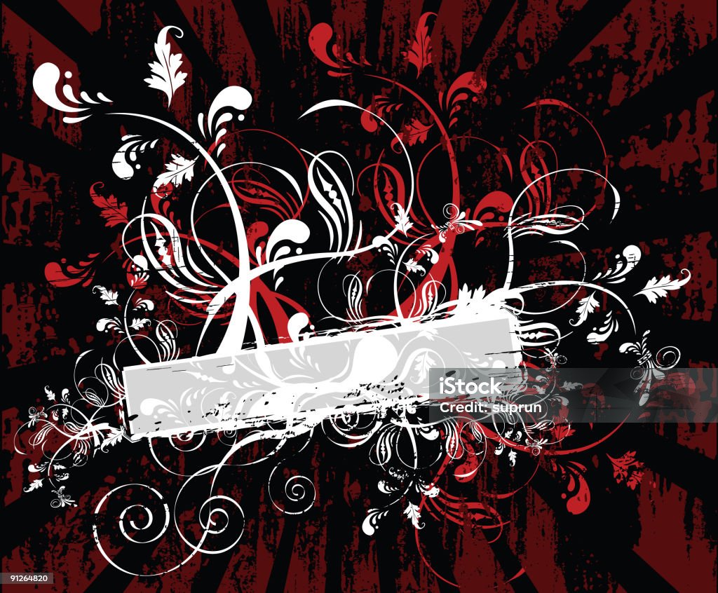 Grunge Floral Background (red and black)  Abstract stock illustration