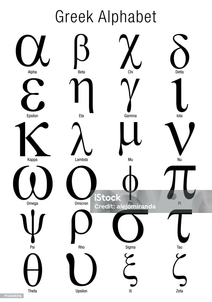 Set of Greek Alphabet on white background Set of Greek Alphabet on white background. Vector image Alphabet stock vector