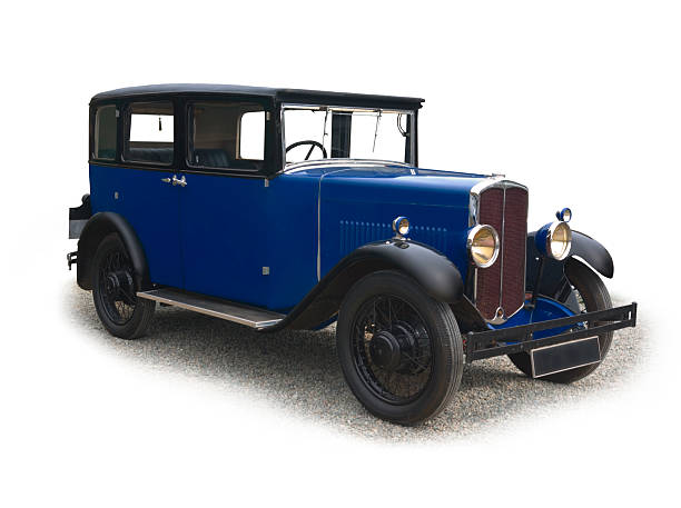 istock Vintage blue saloon car 91264949
