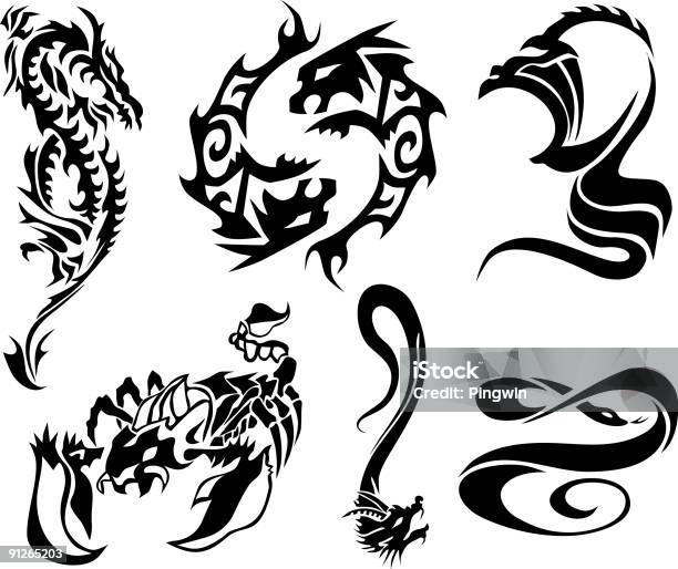Tattoo Design Ii Stock Illustration - Download Image Now - Chinese Dragon, Dragon, Indigenous Culture