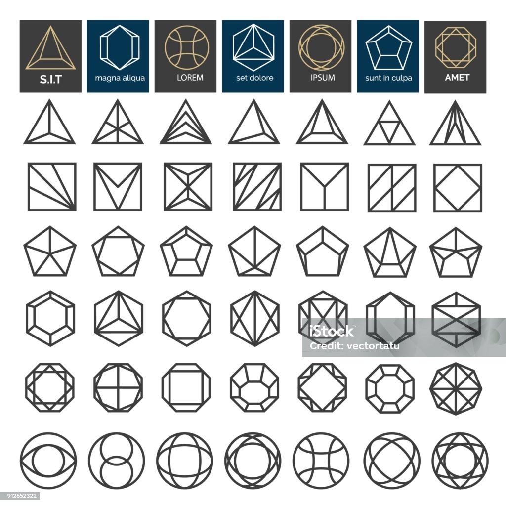 Formas geométricas lineales - arte vectorial de Diamante libre de derechos