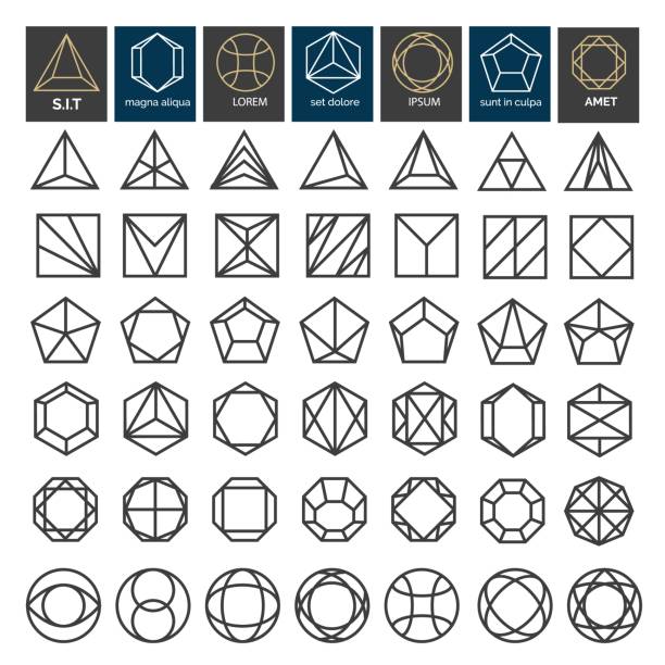 illustrazioni stock, clip art, cartoni animati e icone di tendenza di forme geometriche lineari - gem jewelry hexagon square