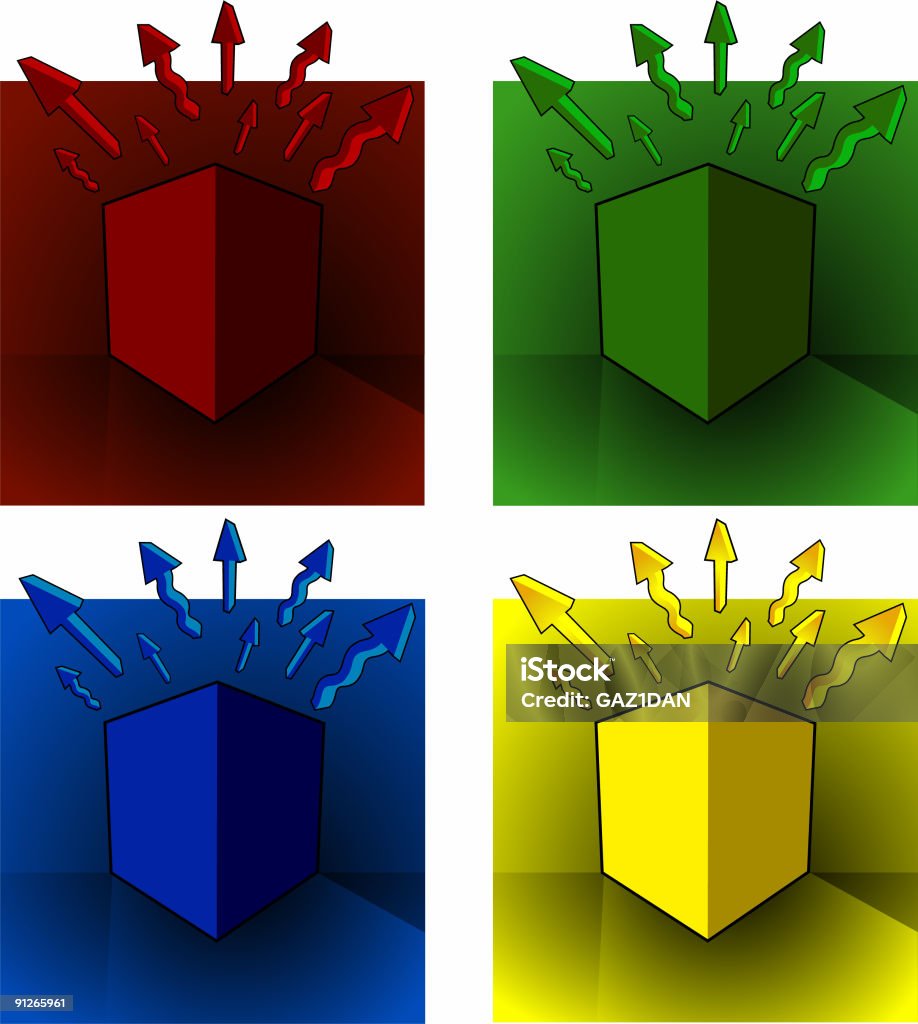 Shape Exploding Arrows Boxes With Exploding Arrows Stock Illustration - Download Image Now ...