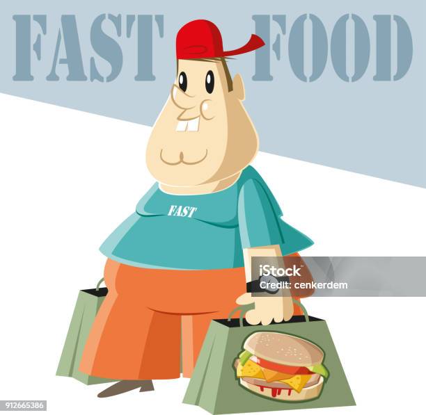 Hungry Kid Ready To Eat Stock Illustration - Download Image Now - USA, American Culture, Burger