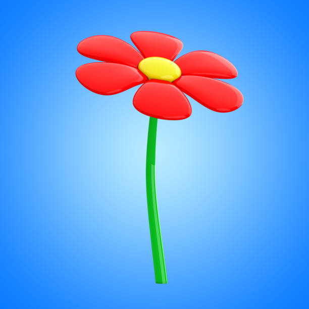 istock Beautiful Red Cartoon Flower. 3d Rendering 912666434
