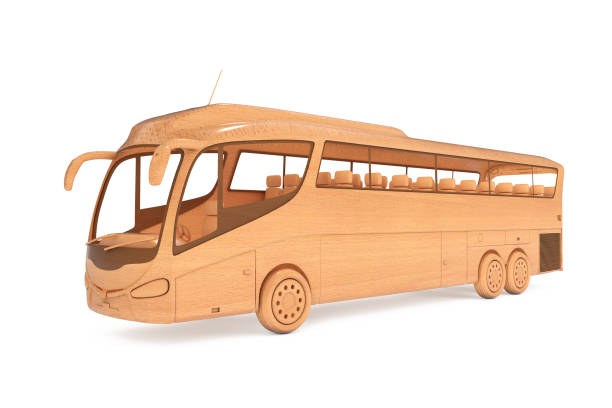 istock Abstract Wooden Toy Coach Tour Bus. 3d Rendering 912666726