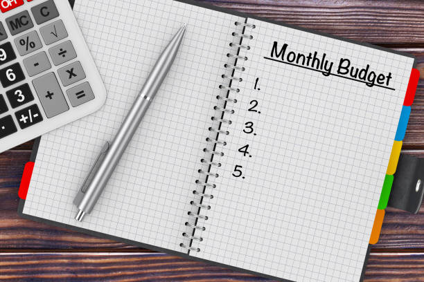 istock Monthly Budget Planning Concept. Calculator, Pen and Organizer with Monthly Budget Plan. 3d Rendering 912667054